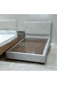 Cama individual de madera de terciopelo blanco, 190 x 90cm