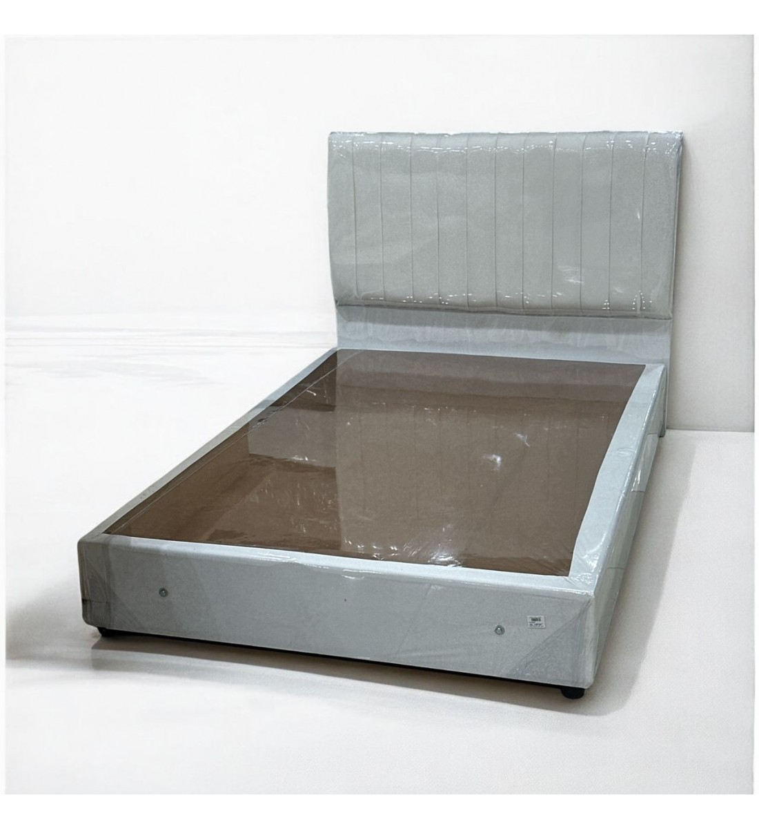 Cama individual de madera de terciopelo blanco, 190 x 90cm