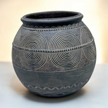 فازه سيرميك تصميم كلاسيك رصاصي  20×26×20سم 