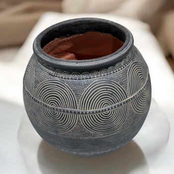 فازه سيرميك تصميم كلاسيك رصاصي  20×26×20سم 