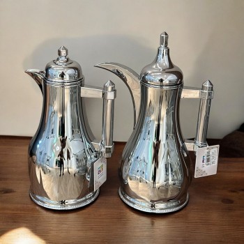 طقم ترمس شاهي وقهوه فضي ممسك فضي 