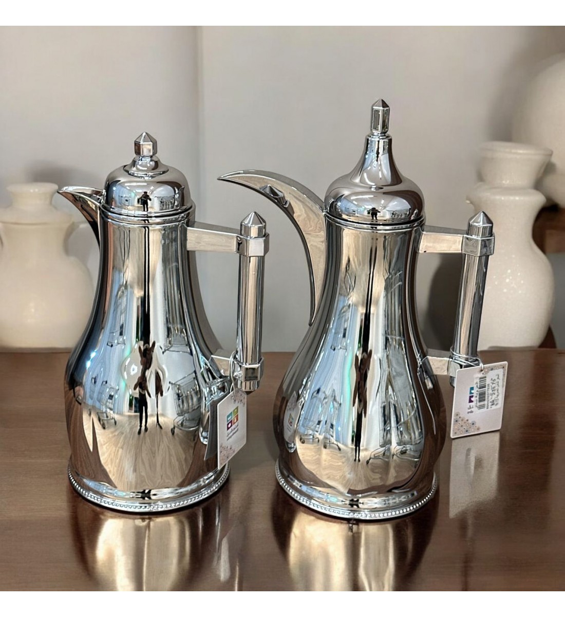 طقم ترمس شاهي وقهوه فضي ممسك فضي 