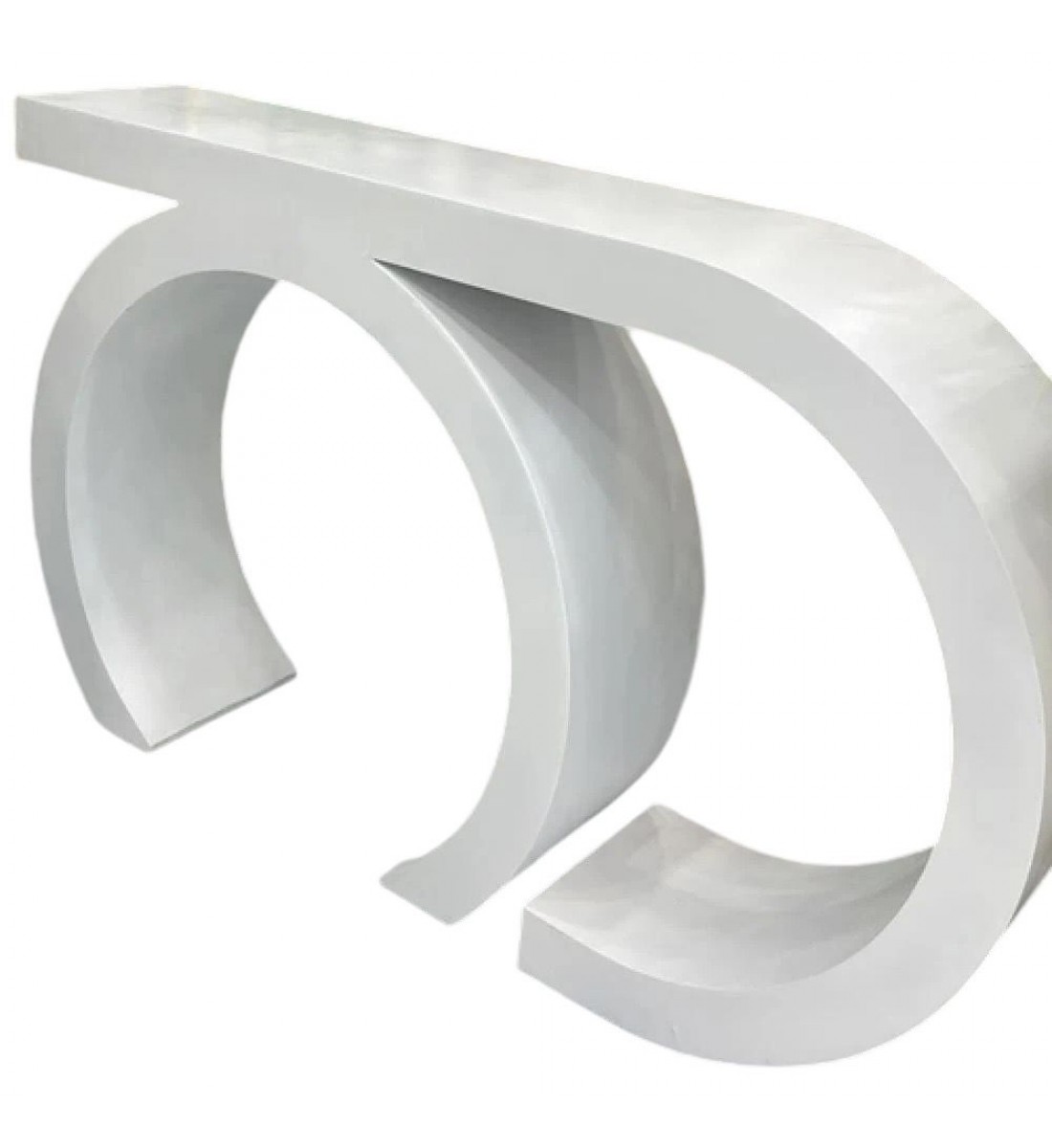 Contemporary wood console, geometric design, semicircle, white