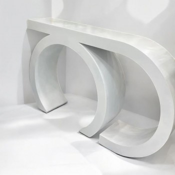 كونسول خشب معاصر تصميم هندسي نصف دائره  ابيض 