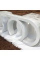 Contemporary wood console, geometric design, semicircle, white