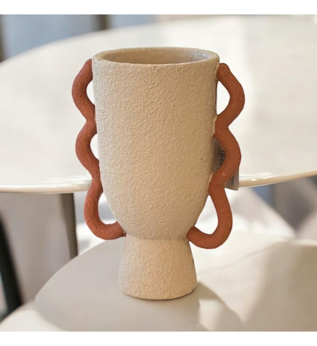 Classic Design Ceramic Vase Beige 23x13x13 cm