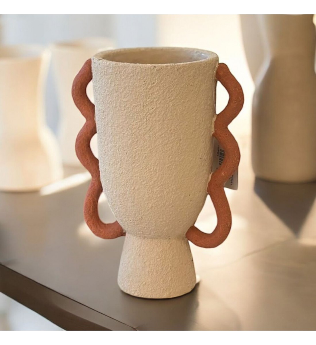 Classic Design Ceramic Vase Beige 23x13x13 cm