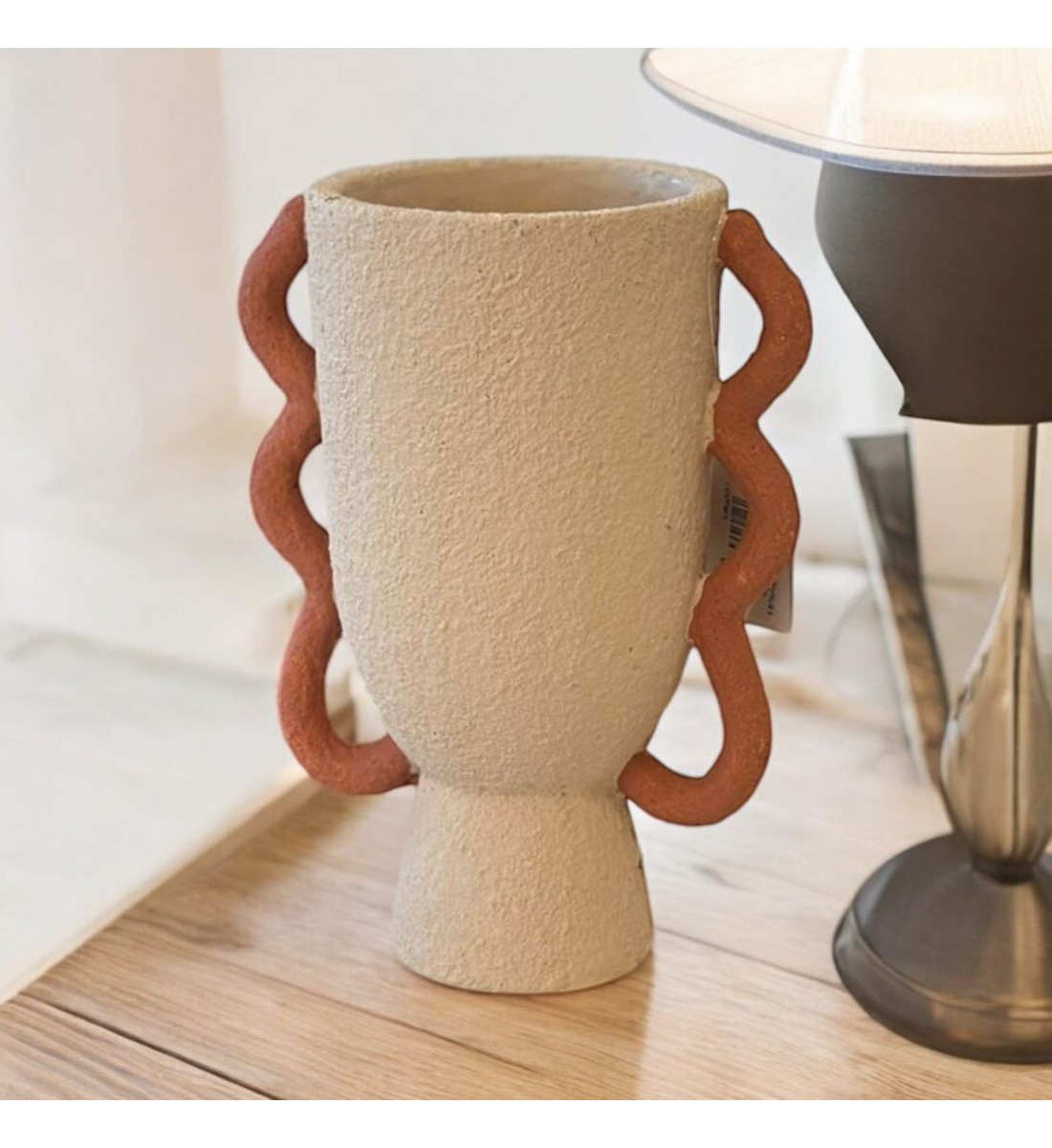 Classic Design Ceramic Vase Beige 23x13x13 cm