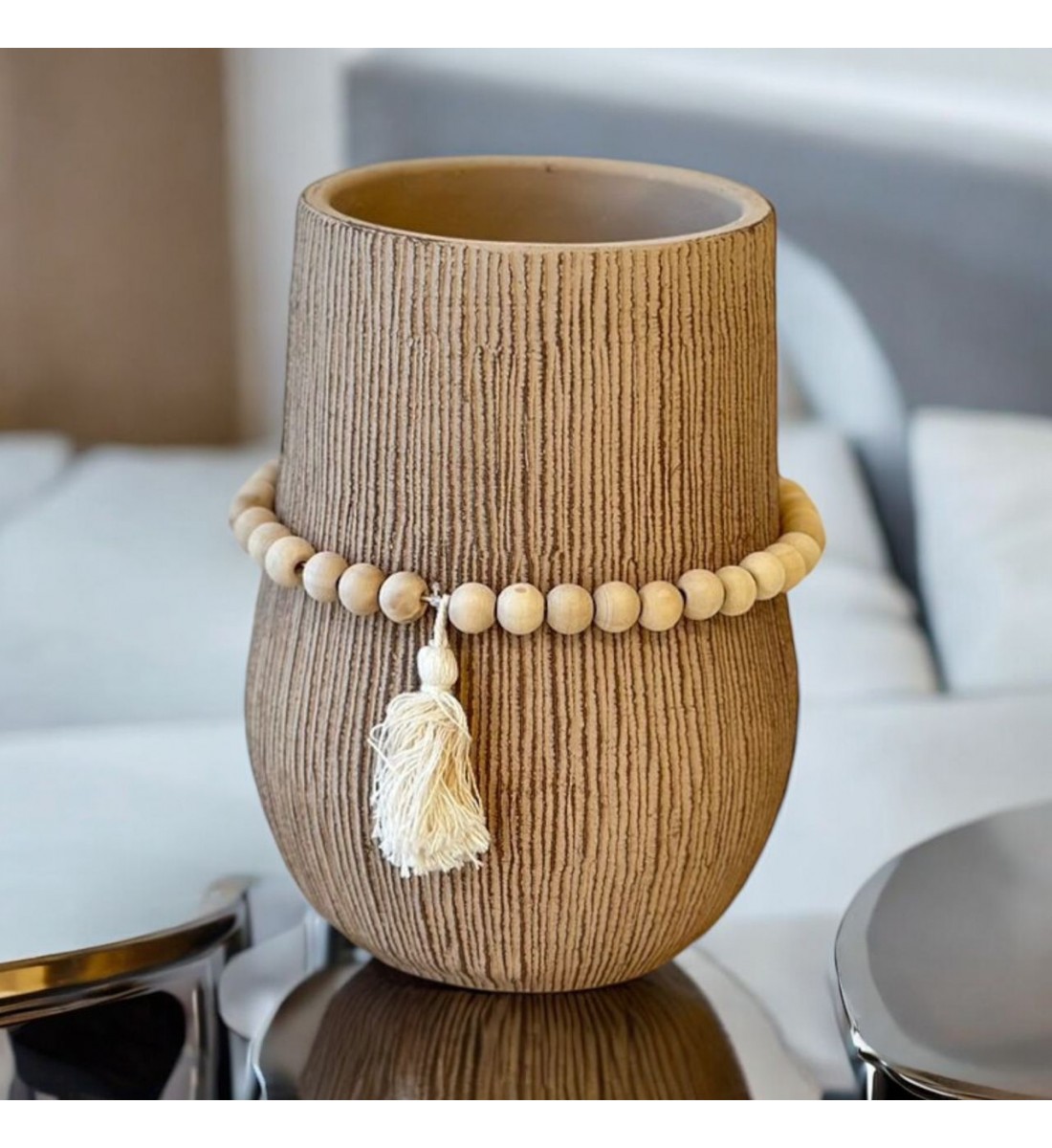 Replica of a ceramic vase, classic design, beige, 20 x 12 x 12 cm