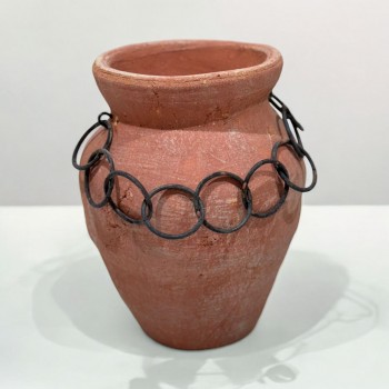 فازه سيرميك تصميم كلاسيك برتقالي26×16×16سم 