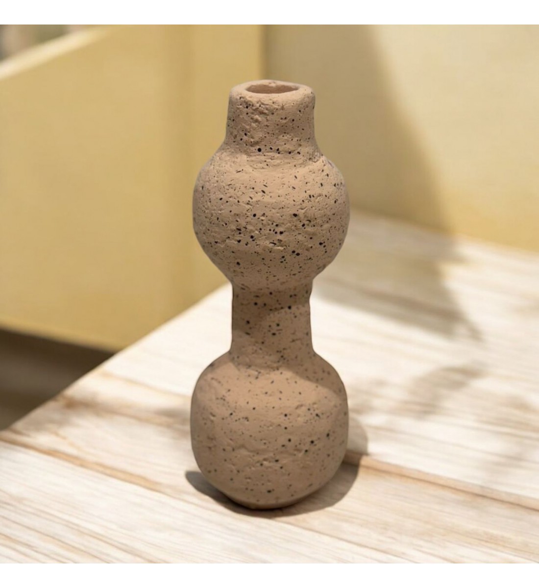 Cement candle holder mustard color 7.5x7.5x20cm