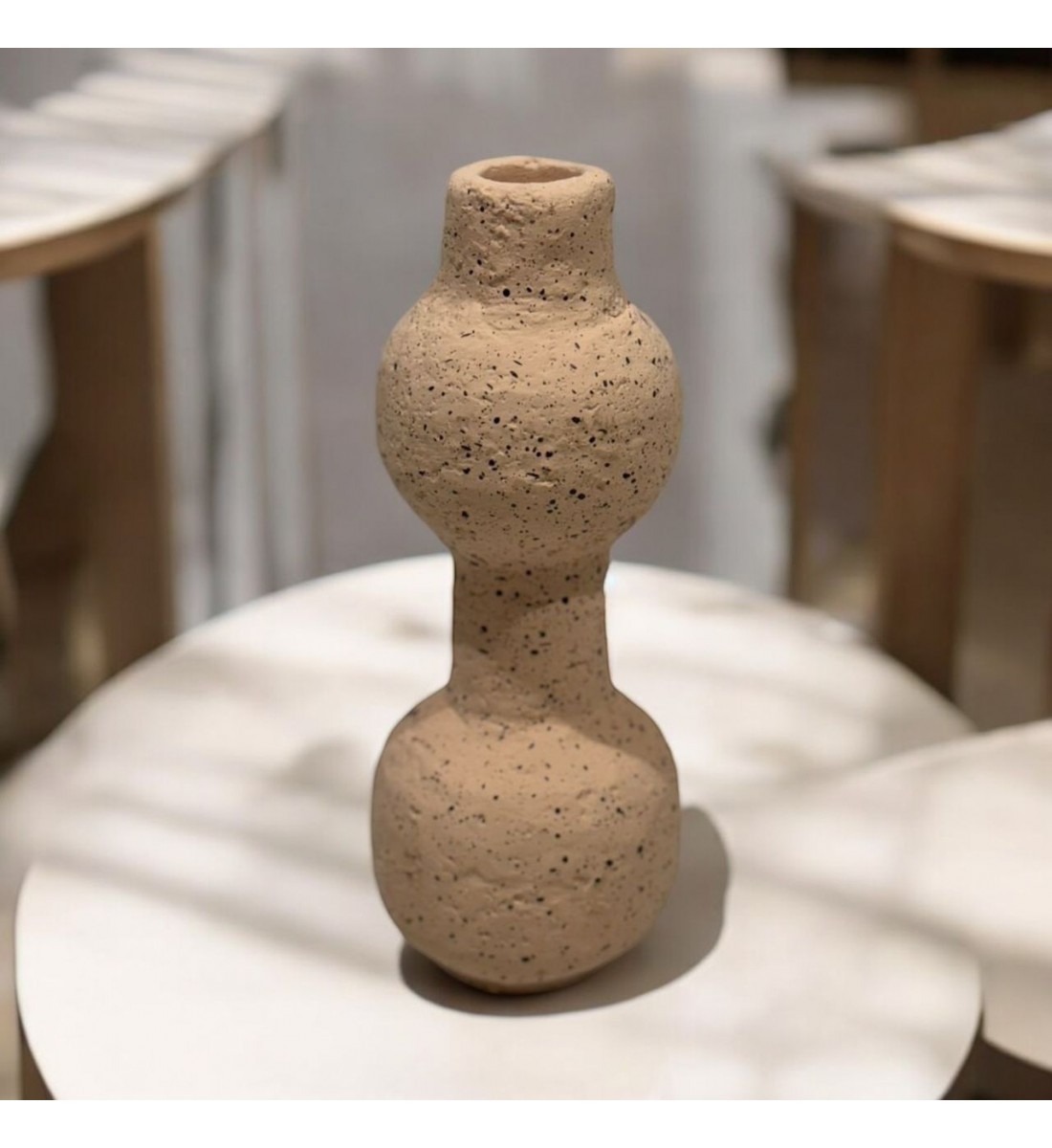 Cement candle holder mustard color 7.5x7.5x20cm