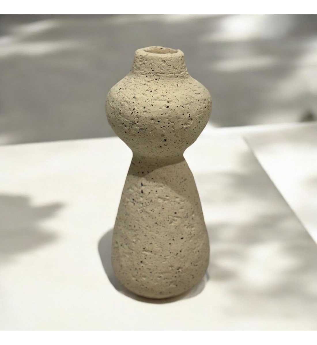 Cement candle holder beige color 7.5x7.5x20 cm