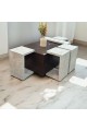 5 Piece Marble Alternative Coffee and Serving Table Set Brown