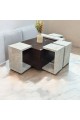 5 Piece Marble Alternative Coffee and Serving Table Set Brown