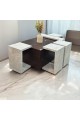 5 Piece Marble Alternative Coffee and Serving Table Set Brown