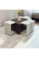 5 Piece Marble Alternative Coffee and Serving Table Set Brown
