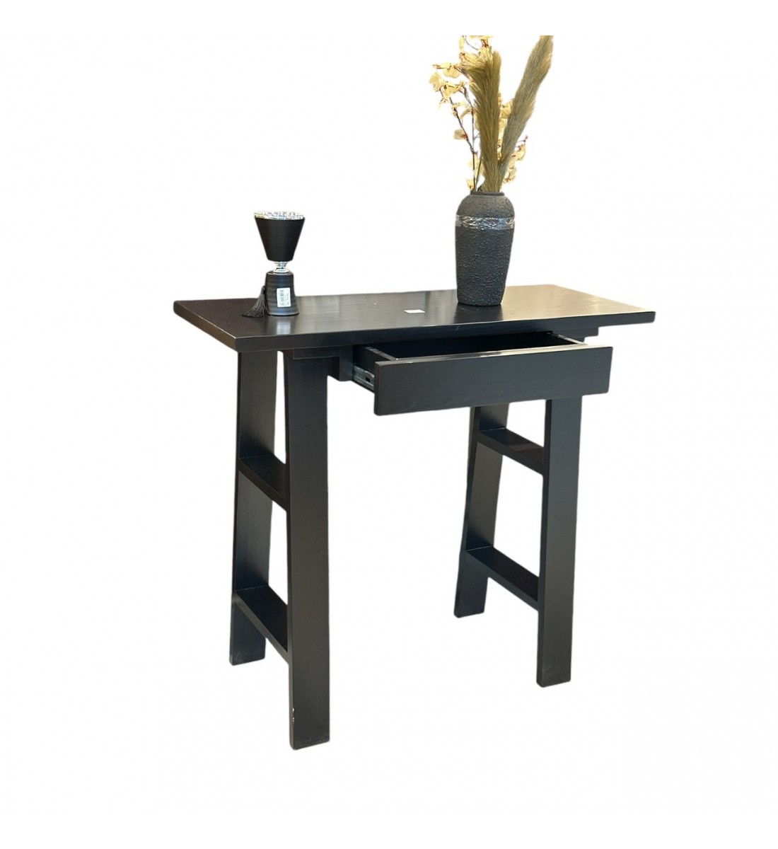 Black wooden office table with drawer 100x40x90cm