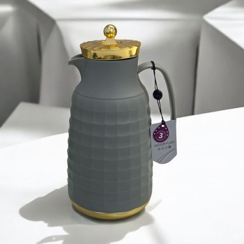 ترمس لتين مخطط رمادي  ذهبي 1لتر 