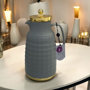 ترمس لتين مخطط رمادي  ذهبي 1لتر 