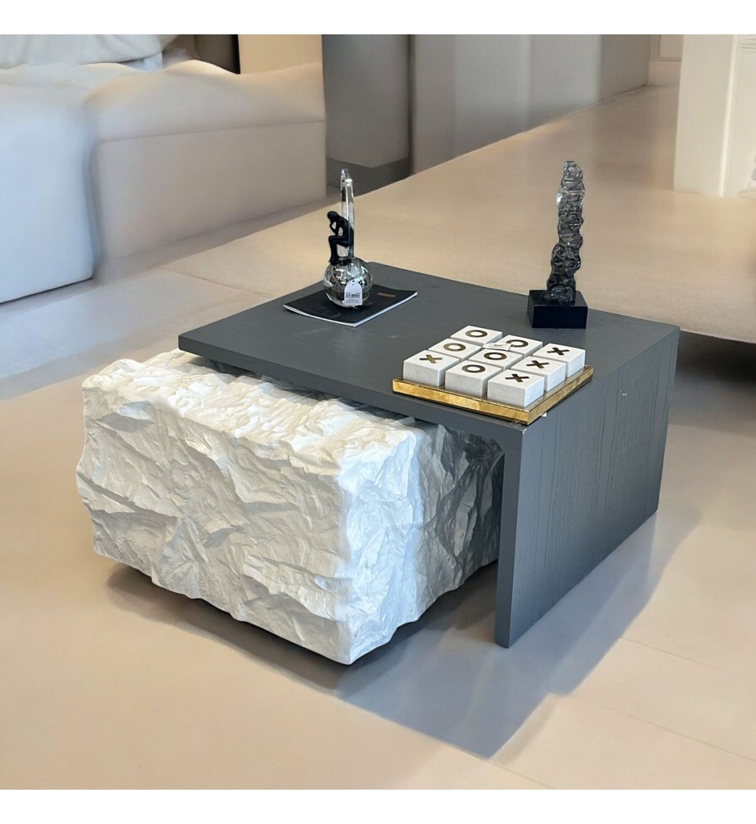 طاوله بديل الحجر علي خشب 47×110×85سم طاوله بديل الحجر علي خشب 47×110×85سم