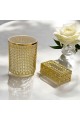 طقم سلة مهملات مع علبة مناديل استيل ذهبي قطعتين
