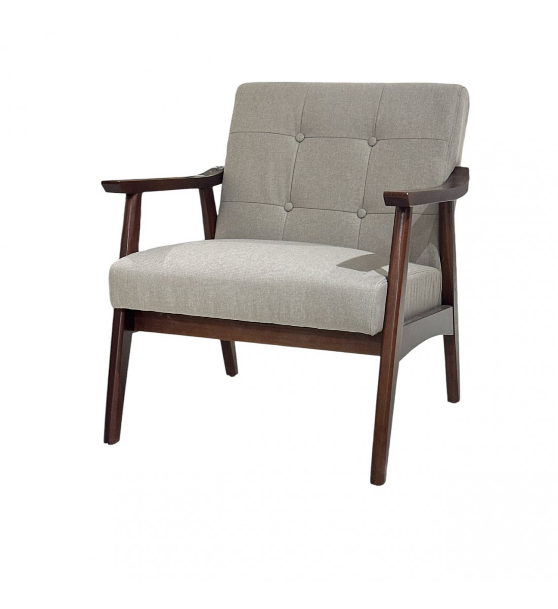 Classic single chair, beige, Malaysian wood, 80 x 50 x 70 cm