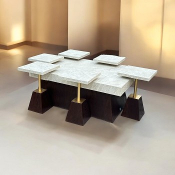 طقم طاولة خدمة  بديل الرخام رخام سطح  7 قطعة 