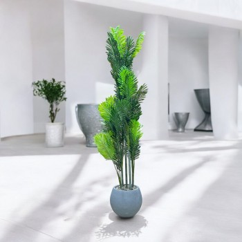  شجرة تزين اوراق النخيل مركن رصاصي ارتفاع 220سم تقريبا 