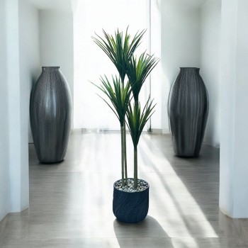  شجرة تزين اوراق النخيل مركن رمادي ارتفاع 170سم تقريبا 