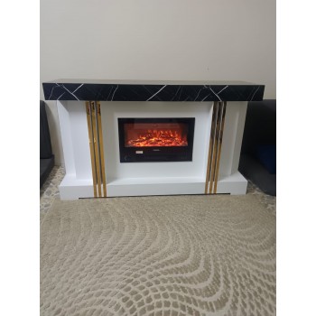 دفاية شكل مدخل كهربائية ذات تصميم انيق وحديث بديل الرحام ابيض علي اسود  مقاس 140*40*90 سم 