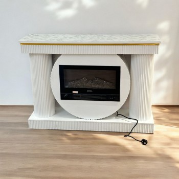 دفاية شكل مدخل كهربائية ذات تصميم انيق وحديث بديل الرحام ابيض علي ذهبي مقاس 120*30*87 سم 