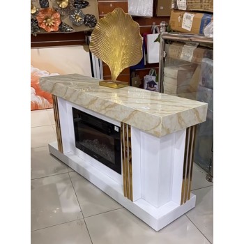 دفاية شكل مدخل كهربائية ذات تصميم انيق وحديث بديل الرحام لون  بيج علي ابيض  مقاس 140*40*90 سم 