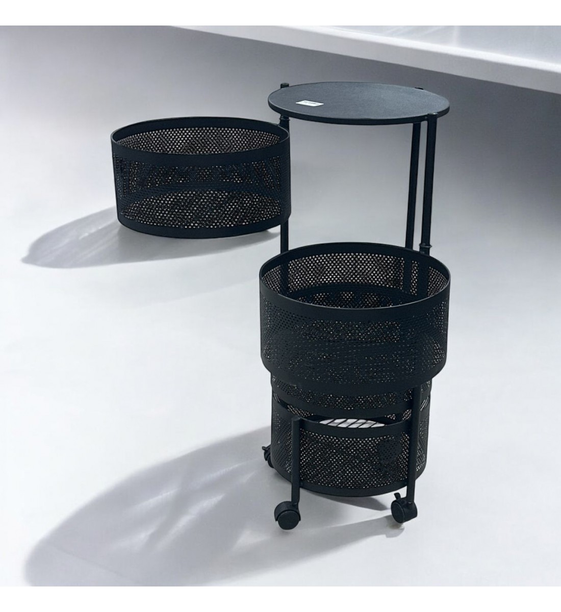 ارفف حديد متحرك 4 دور مدور اسود