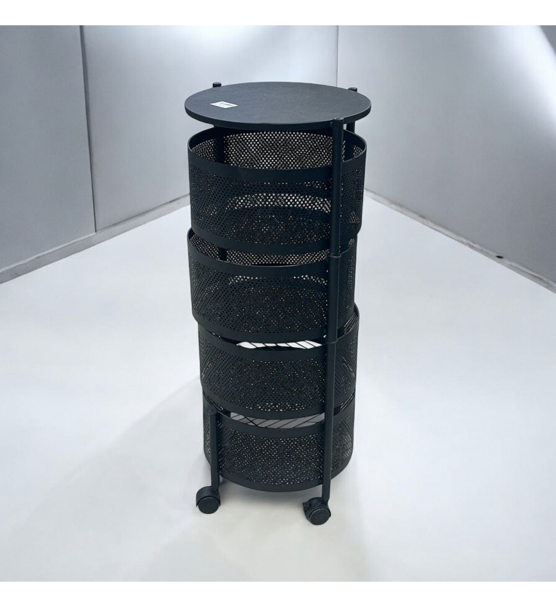 ارفف حديد متحرك 4 دور مدور اسود