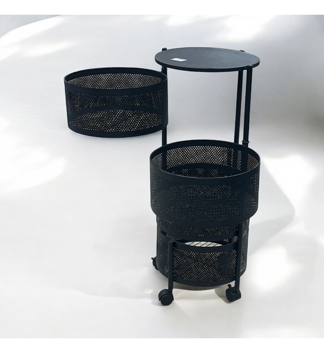 ارفف حديد متحرك 4 دور مدور اسود