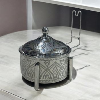 سخان بوفية صحن تقديم استيل لتسخين الطعام مزود بغطاء بتصميم فريد8000مل 