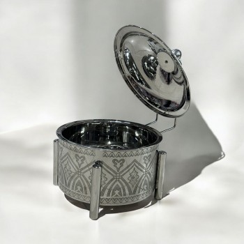 سخان بوفية صحن تقديم استيل لتسخين الطعام مزود بغطاء بتصميم فريد6000مل 