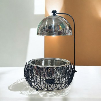 سخان بوفية صحن تقديم استيل لتسخين الطعام مزود بغطاء بتصميم فريد8لتر 