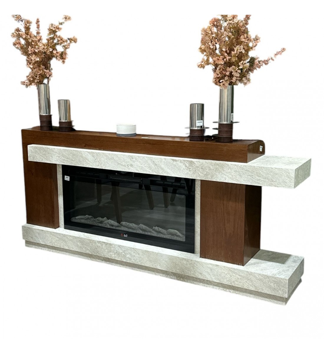 دفاية شكل مدخل كهربائية ذات تصميم انيق وحديث بديل الرحام لون  بيج علي بني مقاس 180×35×80سم 