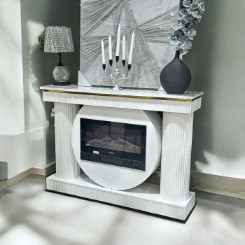 دفاية شكل مدخل كهربائية ذات تصميم انيق وحديث لون ابيض مقاس 120×30×87 سم