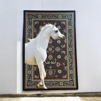 لوحه زينة حائط قماش شكل حصان باطار اسود 100×150سم 