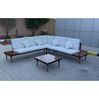 طقم جلسه خارجيه حديد ،5 أشخاص مع مسند للظهر زاوية حرف L+طاولة قهوة طقم جلسه خارجيه حديد ،5 أشخاص مع مسند للظهر زاوية حرف L+طاولة قهوة