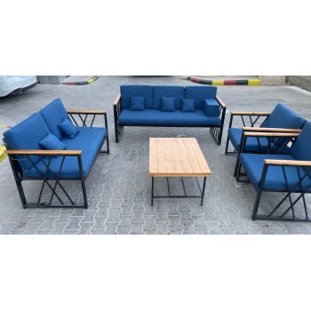 طقم جلسة خارجية حديد ،7 أشخاص مع مسند للظهر+طاولة قهوة