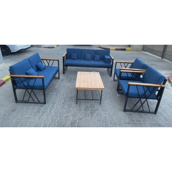 طقم جلسة خارجية حديد ،7 أشخاص مع مسند للظهر+طاولة قهوة