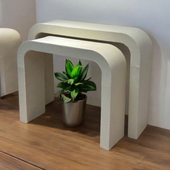 طاوله مدخل استقبال مقوس لون سكري قطعتين