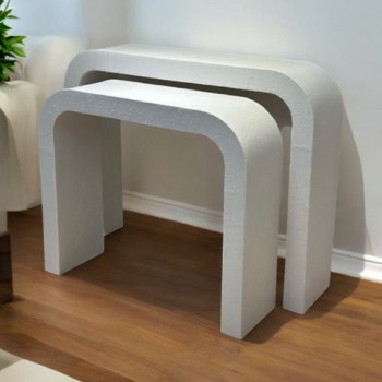 طاوله مدخل استقبال مقوس لون ابيض قطعتين