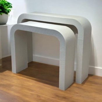 طاوله مدخل استقبال مقوس لون ابيض قطعتين