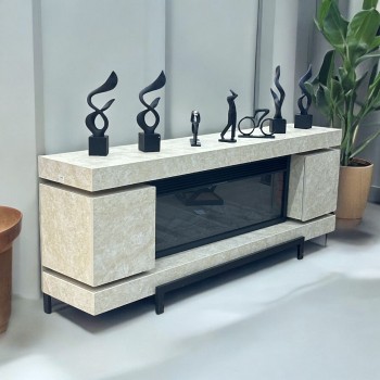 دفاية شكل مدخل كهربائية ذات تصميم انيق وحديث بديل الرحام لون  بيج  مقاس 200×77×40سم 