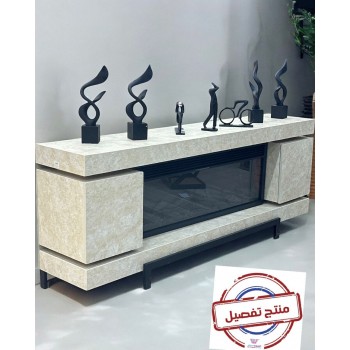 دفاية شكل مدخل كهربائية ذات تصميم انيق وحديث بديل الرحام لون  بيج  مقاس 200×77×40سم 